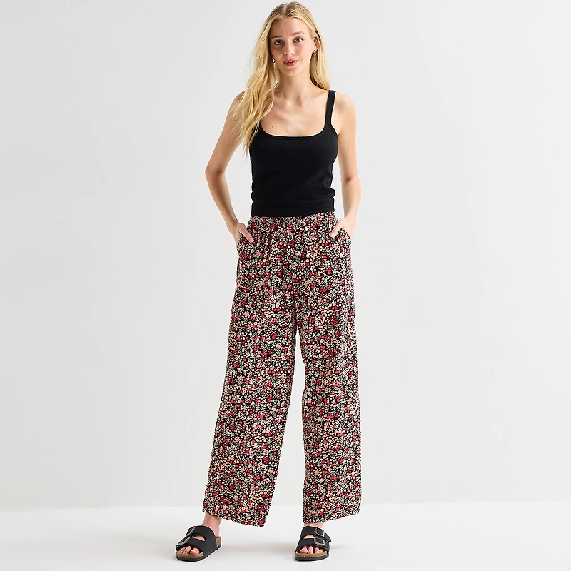 Hurley Womens Juniors Straight Mid Rise Pull-On Pant