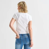 Forever 21 Womens Juniors Crew Neck Short Sleeve Regular Fit Graphic T-Shirt