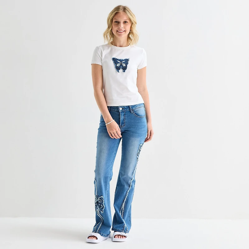 Forever 21 Womens Juniors Crew Neck Short Sleeve Regular Fit Graphic T-Shirt