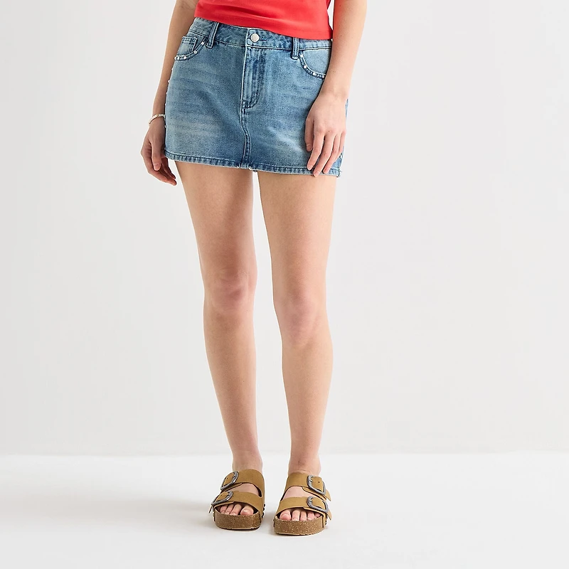 Forever 21 Womens Juniors Mid Rise Denim Skirt