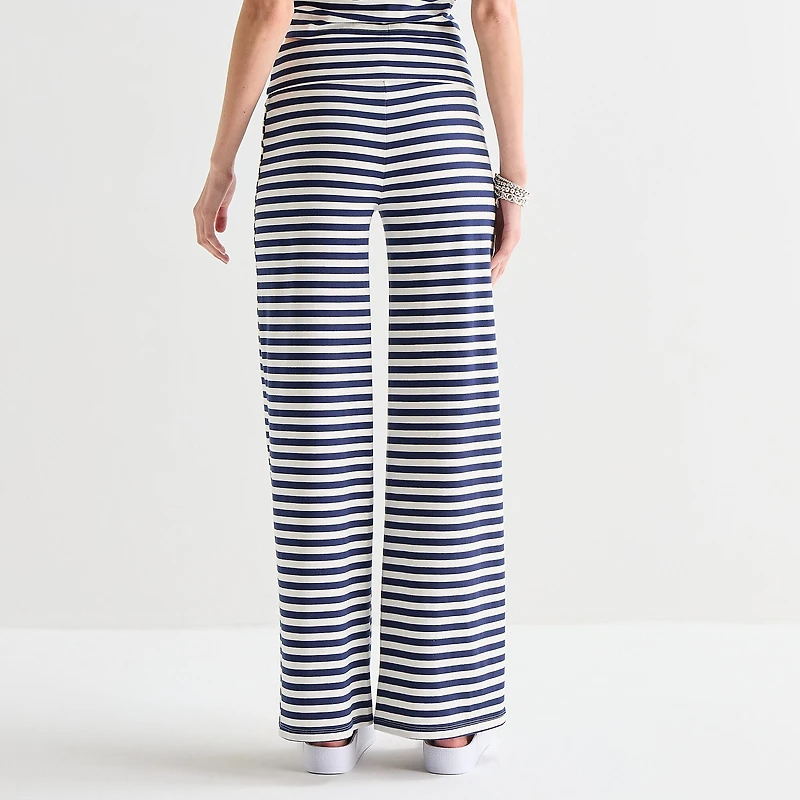 Forever 21 Womens Juniors Wide Leg Mid Rise Pull-On Pant