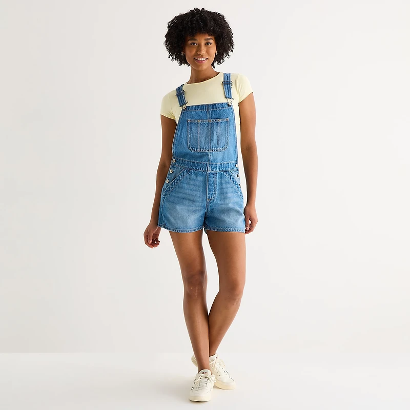 Arizona Sleeveless Womens Shortalls Juniors