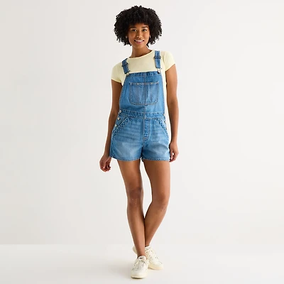 Arizona Sleeveless Womens Shortalls Juniors