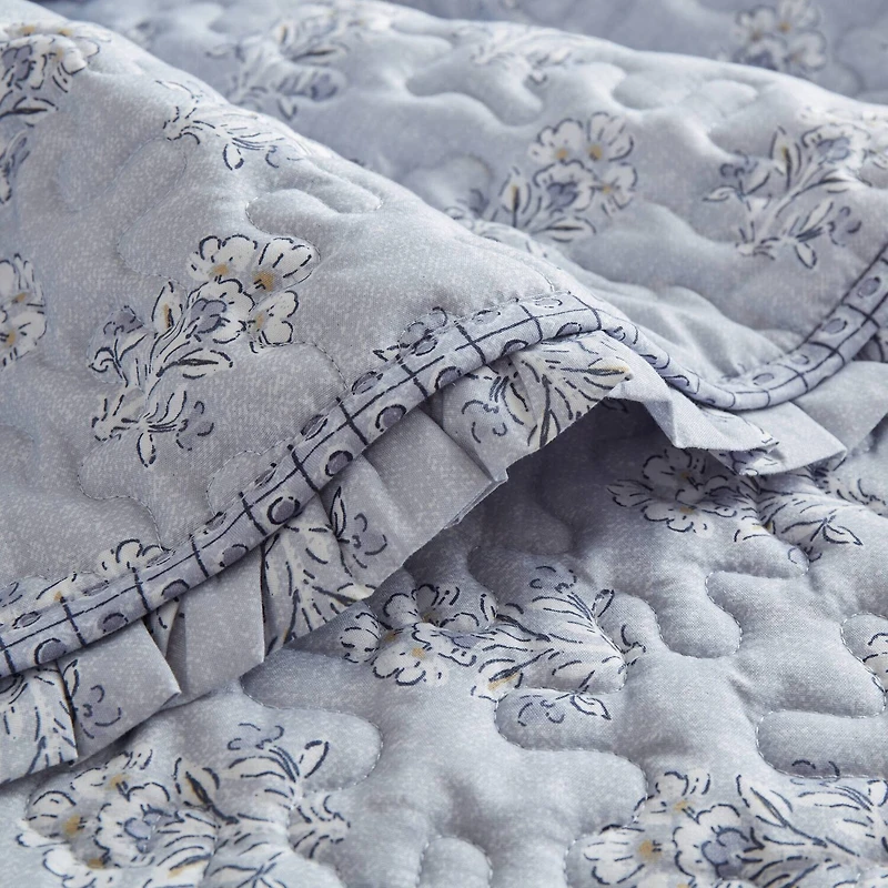 Madison Park Fern Ruffle Floral Printed Reversible 3-pc. Quilt Set