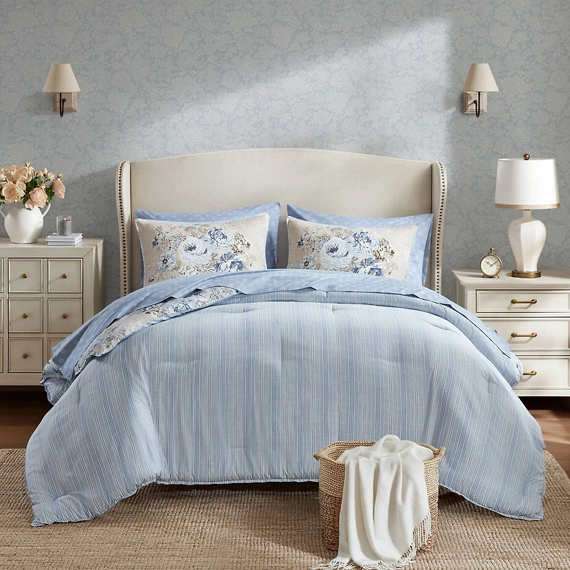 Madison Park Essentials Dahlia Floral Print Complete Bedding Set with Sheets