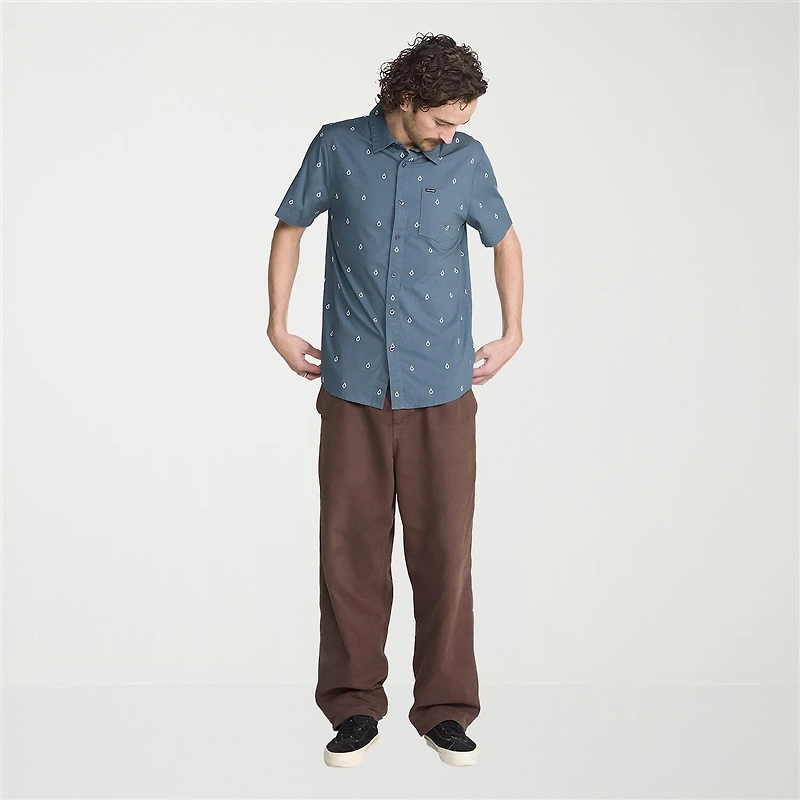 VOLCOM Mens Short Sleeve Regular Fit Button-Down Shirt