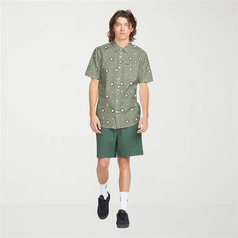 VOLCOM Mens Short Sleeve Regular Fit Button-Down Shirt