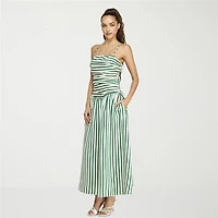 belle vie Womens Sleeveless Straight Neck Striped Midi Drop Waist Dress