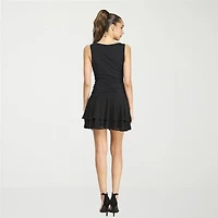 belle vie Womens Sleeveless Cowl Neck Drop Waist Dress
