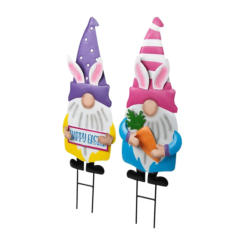 Northlight 27" Happy Gnomes Outdoor Garden Stakes Easter Yard Art