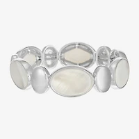 Liz Claiborne Womens White Mother Of Pearl Stretch Bracelet