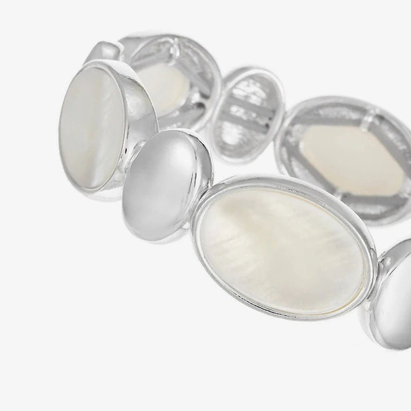 Liz Claiborne Womens White Mother Of Pearl Stretch Bracelet