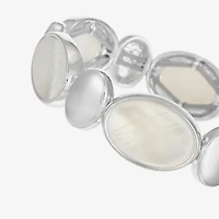Liz Claiborne Womens White Mother Of Pearl Stretch Bracelet