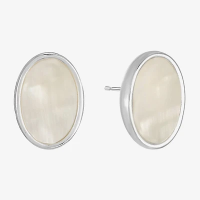 Liz Claiborne White Mother Of Pearl 17mm Stud Earrings