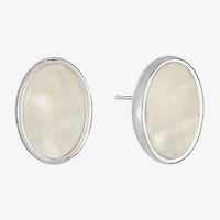 Liz Claiborne White Mother Of Pearl 17mm Stud Earrings