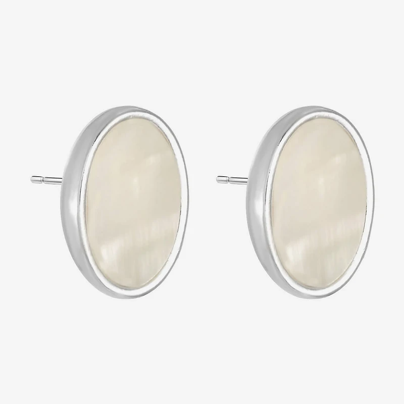 Liz Claiborne White Mother Of Pearl 17mm Stud Earrings