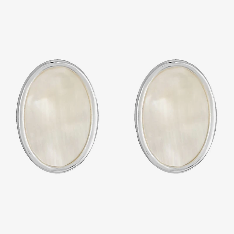 Liz Claiborne White Mother Of Pearl 17mm Stud Earrings