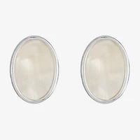 Liz Claiborne White Mother Of Pearl 17mm Stud Earrings