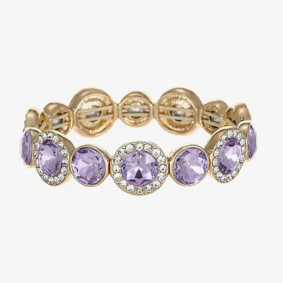 Monet Jewelry Womens Purple Glass Round Stretch Bracelet