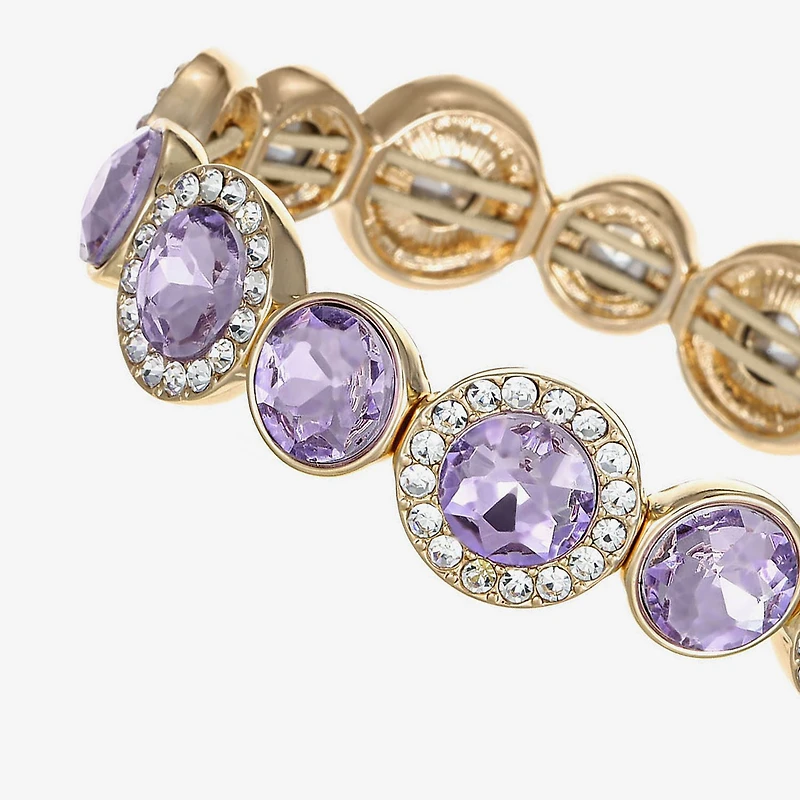 Monet Jewelry Womens Purple Glass Round Stretch Bracelet