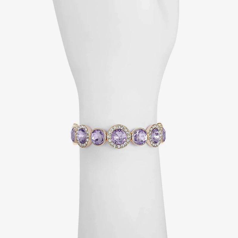 Monet Jewelry Womens Purple Glass Round Stretch Bracelet
