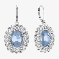 Monet Jewelry Womens Blue Glass Oval Drop Earrings