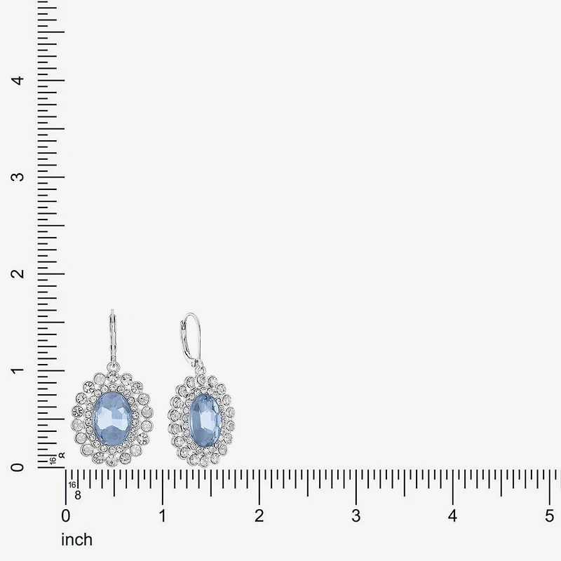 Monet Jewelry Womens Blue Glass Oval Drop Earrings
