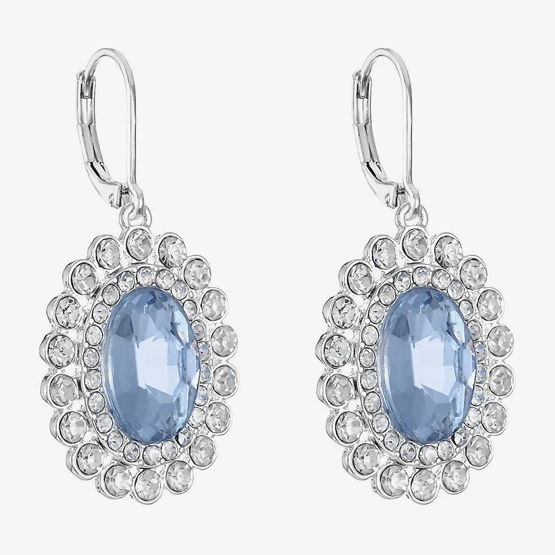 Monet Jewelry Womens Blue Glass Oval Drop Earrings