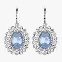 Monet Jewelry Womens Blue Glass Oval Drop Earrings