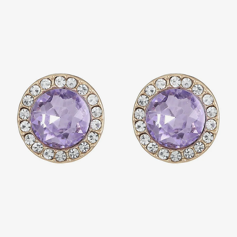 Monet Jewelry Purple Glass 15mm Round Stud Earrings