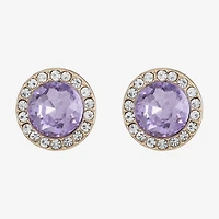 Monet Jewelry Purple Glass 15mm Round Stud Earrings