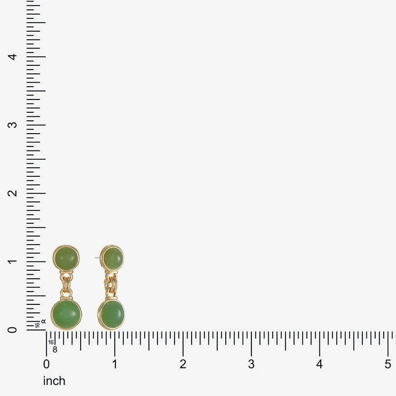 Monet Jewelry Womens Green Round Hypoallergenic Drop Earrings
