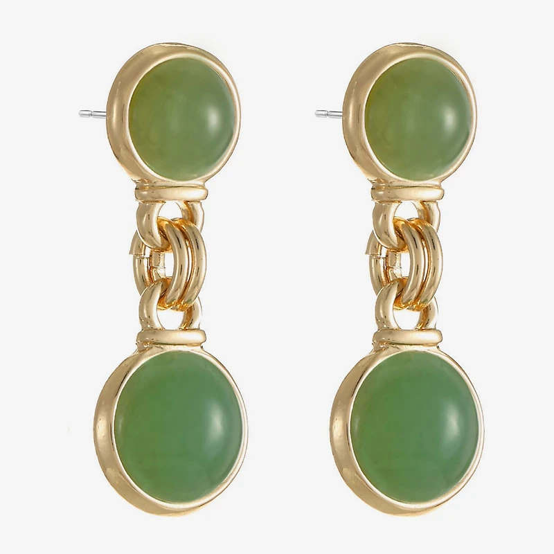 Monet Jewelry Womens Green Round Hypoallergenic Drop Earrings