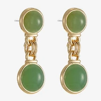 Monet Jewelry Womens Green Round Hypoallergenic Drop Earrings