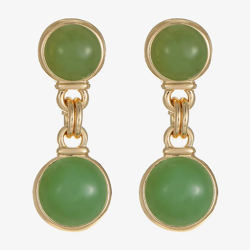 Monet Jewelry Womens Green Round Hypoallergenic Drop Earrings