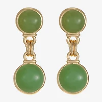 Monet Jewelry Womens Green Round Hypoallergenic Drop Earrings