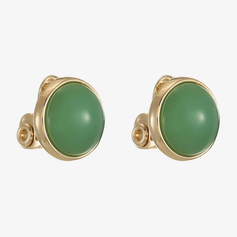 Monet Jewelry Womens Green Round Clip On Earrings