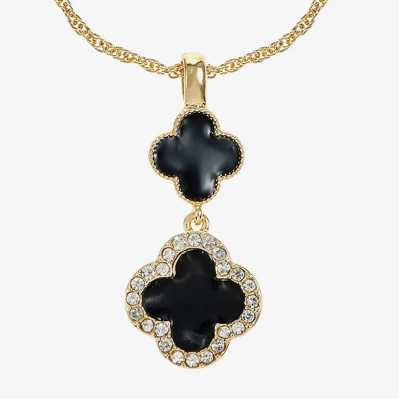 Monet Jewelry Womens Glass Clover 17 Inch Pendant Necklace