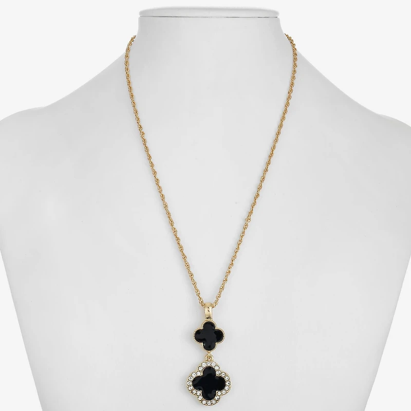 Monet Jewelry Womens Glass Clover 17 Inch Pendant Necklace