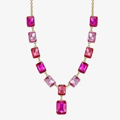 Monet Jewelry Womens Pink Glass 18 Inch Y Necklace