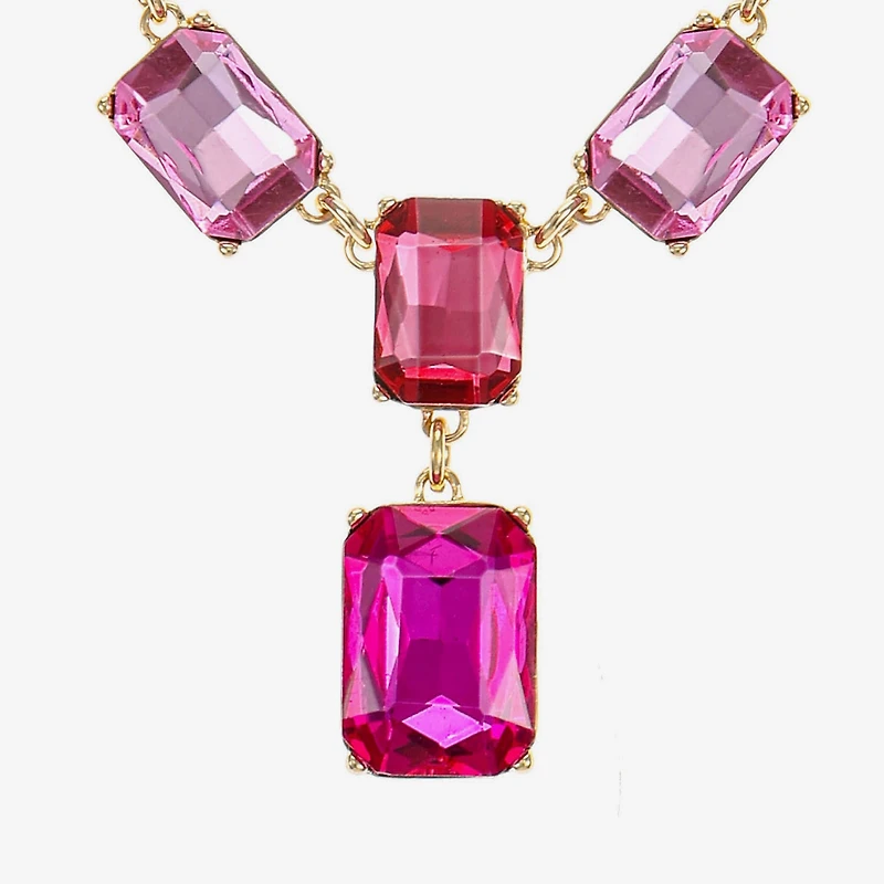 Monet Jewelry Womens Pink Glass 18 Inch Y Necklace