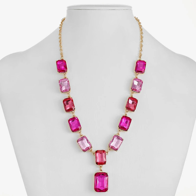 Monet Jewelry Womens Pink Glass 18 Inch Y Necklace