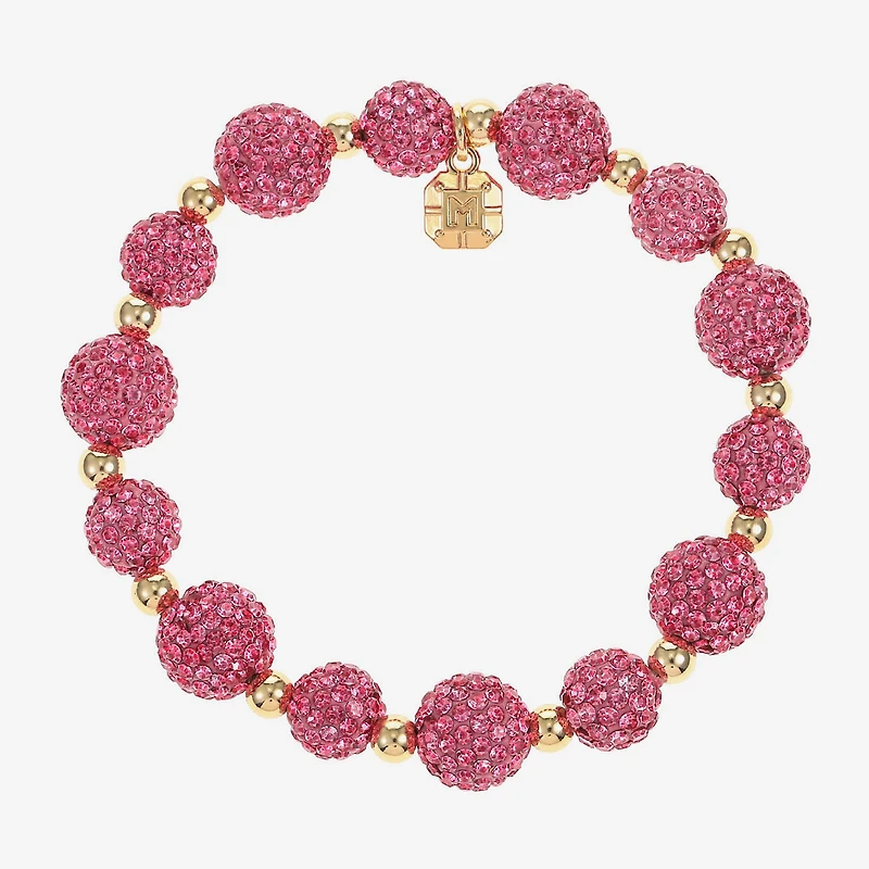 Monet Jewelry Womens Pink Glass Round Stretch Bracelet
