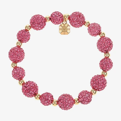 Monet Jewelry Womens Pink Glass Round Stretch Bracelet