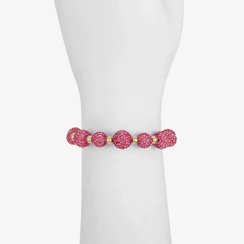 Monet Jewelry Womens Pink Glass Round Stretch Bracelet