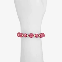 Monet Jewelry Womens Pink Glass Round Stretch Bracelet