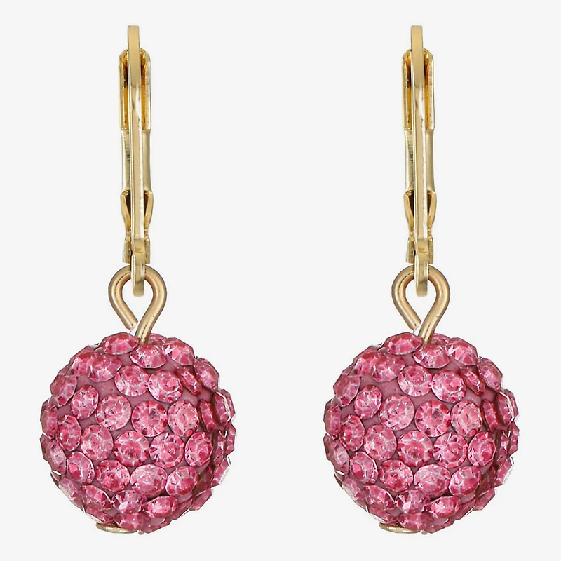 Monet Jewelry Womens Pink Glass Round Drop Earrings