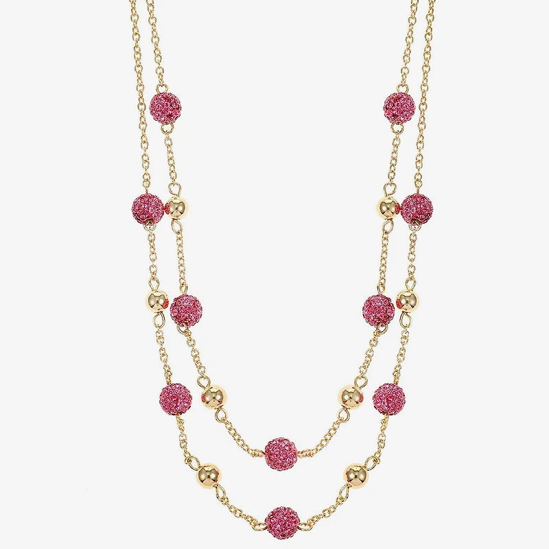 Monet Jewelry Womens Pink Glass 18 Inch Strand Necklace