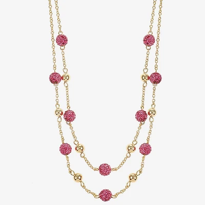 Monet Jewelry Womens Pink Glass 18 Inch Strand Necklace