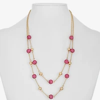 Monet Jewelry Womens Pink Glass 18 Inch Strand Necklace